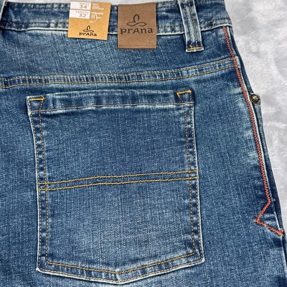 PRANA Axiom Jean Mens 34x32 Antique Stone Wash Organic Stretch Denim NWT